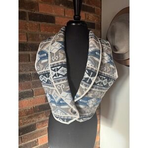 Southwest Canyon Geometric Print Vest Women Tribal Boho Shawl Collar